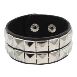 2024 Pu Leather Studded Bracelet Choker Punk Spike Rivets Cuff Black Wristband Adjustable Cuff Bangle