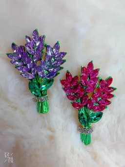 Exquisite Purple Lavender Brooch Women's Brooches Crystal Rhinestone Bouquet Pins Clothing Coat Luxury Jewelry Girl Gift