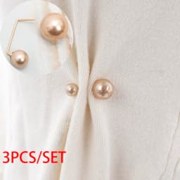 3Pcs/Set Women Double Beads Imitation Pearl Brooch Pins For Sweater Cardigan Clip Coat Dress Anti-Fade Exquisite Elegant Brooche