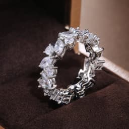 Huitan Romantic Bridal Wedding Rings Shiny Marquise Round Crystal Zirconia Irregular Band Delicate Ring Trendy Jewelry for Women