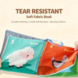 Soft Fabric Cloth Book Montessori Touch Feel Sensory Washable Reusable Farm Animal Theme Early Learning Educational Tool