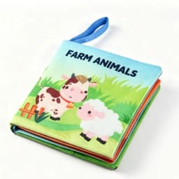 Soft Fabric Cloth Book Montessori Touch Feel Sensory Washable Reusable Farm Animal Theme Early Learning Educational Tool