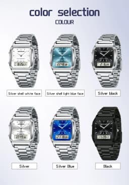 SANDA 747 Men's Quartz Digital Watch Waterproof Casual Fashion Watch Wear-resistant Stainless Steel Couple Strap Square Watch