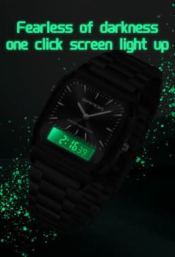 SANDA 747 Men's Quartz Digital Watch Waterproof Casual Fashion Watch Wear-resistant Stainless Steel Couple Strap Square Watch