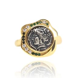 Simple and retro new antique coin ring for female niche, light luxury fairy antique coin ring jewelry wholesale