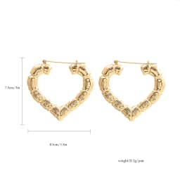 3 Pairs Oversized Hollow Heart Hoop Earrings Set for Women Exaggerated Gold Color Bamboo Piercing Earring Statement Jewelry Punk