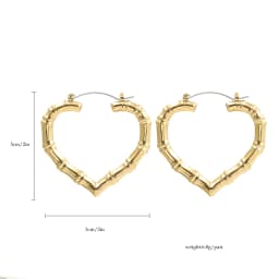 3 Pairs Oversized Hollow Heart Hoop Earrings Set for Women Exaggerated Gold Color Bamboo Piercing Earring Statement Jewelry Punk