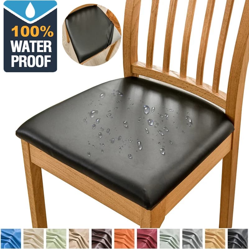 Waterproof Chair Cushion Cover For Kitchen Dining Room Leather Seat Cover Dining Room Chair Seat Cushion Cover Solid Color