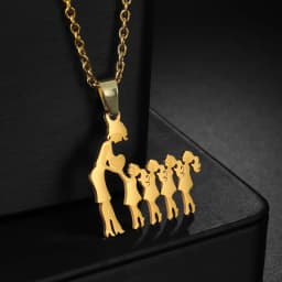 Girls Boy Children Stainless Steel Family Necklaces Mama Pendants Necklace Birthday Gifts For Women Jewelry Mother's Day Jewelry