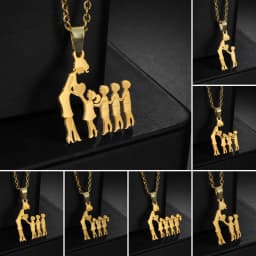 Girls Boy Children Stainless Steel Family Necklaces Mama Pendants Necklace Birthday Gifts For Women Jewelry Mother's Day Jewelry