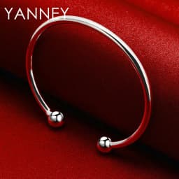 Real 925 Sterling Silver 4MM Simple Opening Bangle Bracelet For Women Men Fashion Hip Hop Punk Jewelry Wedding Gifts