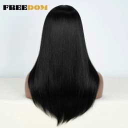 FREEDOM Hair Synthetic Lace Front Wigs For Black Women Straight Bob Wigs 22 inch Easy Wear Ombre Brown Blonde Wig Cosplay Wig