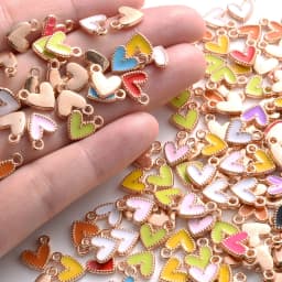 50Pcs 9x10mm Small Colorful Alloy Heart Charms Cute Love Pendants For DIY Bracelet Necklaces Jewelry Making Accessories