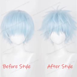 Okazaki Shinichi Cosplay Wig 30cm Light Blue Fluffy Man Hair High Quality Anime NANA Heat Resistant Synthetic Wigs