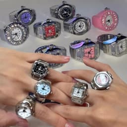 Vintage Punk Finger Watch Mini Elastic Strap Alloy Watches Couple Rings Jewelry Clock Retro Roman Quartz Watch Rings Women Men