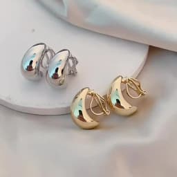New French Light Luxury Droplet Shaped Ear Clip with No Ear Holes, High Grade, Simple and Smooth Female Earrings Accessories