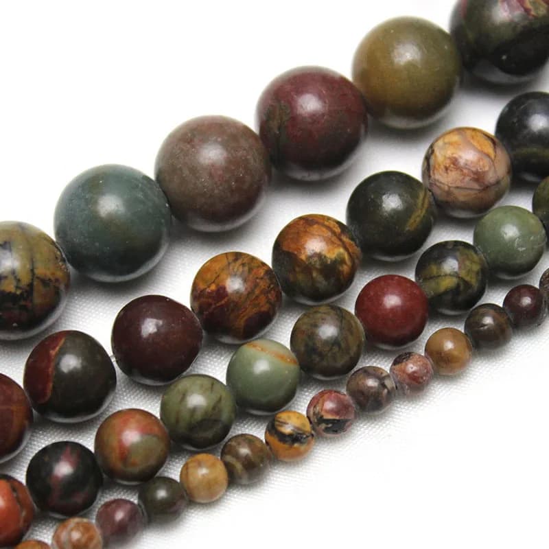 Natural Stone Beads Red Picasso Jasper Loose Round Beads 4 6 8 10 12mm for Jewelry Making Needlework DIY Bracelet Strand 15"