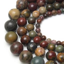 Natural Stone Beads Red Picasso Jasper Loose Round Beads 4 6 8 10 12mm for Jewelry Making Needlework DIY Bracelet Strand 15"