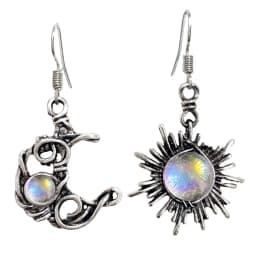 Silver Color Fashion Bohemia Sun Moon Earrings Crystal Drop Earrings Women Female Earring Jewelry Gift
