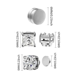 3 Pairs Punk Round Zircon Magnet Earrings Crystal Strong Magnetic Ear Stud Clip Earrings for Men and Women  Non Piercing Jewelry