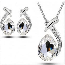 Fashion Silver Color Necklace Earrings Cubic Zirconia Jewelry Sets Elegant Crystal Zircon Jewelry Women Wedding Jewelry Set