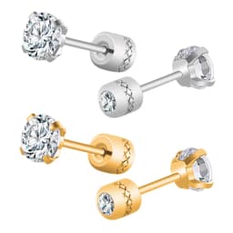 2 piece Medical Stainless steel Crystal Zircon Ear Studs Earrings Tragus Cartilage Hypoallergenic Screws Piercing Jewelry