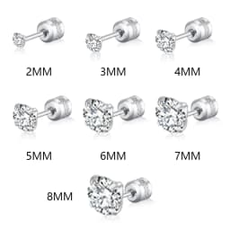 2 piece Medical Stainless steel Crystal Zircon Ear Studs Earrings Tragus Cartilage Hypoallergenic Screws Piercing Jewelry