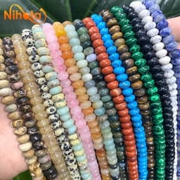 Natural Stone Rondelle Beads Agates Turquoises Jaspers Crystal Spacer Beads For Accessories Jewelry Making 15'' Strand 6/8/10mm