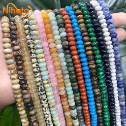 Natural Stone Rondelle Beads Agates Turquoises Jaspers Crystal Spacer Beads For Accessories Jewelry Making 15'' Strand 6/8/10mm