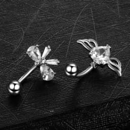 1PC Devil Heart Butterfly Navel Piercing Stainless Steel Crystal Belly Button Rings for Women Drop Dangle Earring Body Jewelry