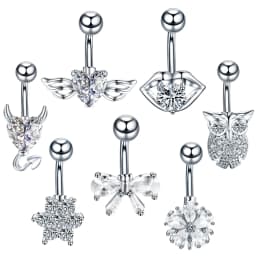 1PC Devil Heart Butterfly Navel Piercing Stainless Steel Crystal Belly Button Rings for Women Drop Dangle Earring Body Jewelry