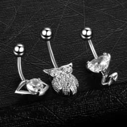 1PC Devil Heart Butterfly Navel Piercing Stainless Steel Crystal Belly Button Rings for Women Drop Dangle Earring Body Jewelry