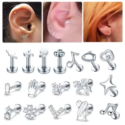 1PC 16G Steel Crystal Flower Mini Stud Earring Piercings Feather Lighting Star Helix Cartilage Tragus Lobe Ear Piercings Jewelry