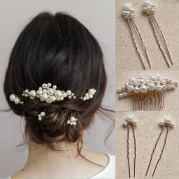 Pearl Hairpin With Side Comb Wedding Hair Accessories Golden Leaf Beads Flower Hair Clip U-shaped Alloy Headwear Fashion Jewelry