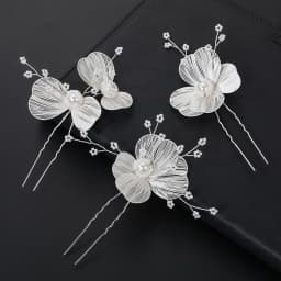 Pearl Hairpin With Side Comb Wedding Hair Accessories Golden Leaf Beads Flower Hair Clip U-shaped Alloy Headwear Fashion Jewelry