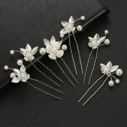 Pearl Hairpin With Side Comb Wedding Hair Accessories Golden Leaf Beads Flower Hair Clip U-shaped Alloy Headwear Fashion Jewelry