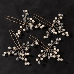 Pearl Hairpin With Side Comb Wedding Hair Accessories Golden Leaf Beads Flower Hair Clip U-shaped Alloy Headwear Fashion Jewelry