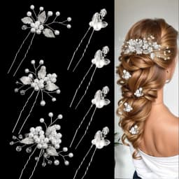 Pearl Hairpin With Side Comb Wedding Hair Accessories Golden Leaf Beads Flower Hair Clip U-shaped Alloy Headwear Fashion Jewelry