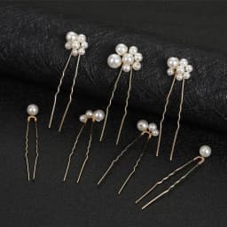 Pearl Hairpin With Side Comb Wedding Hair Accessories Golden Leaf Beads Flower Hair Clip U-shaped Alloy Headwear Fashion Jewelry
