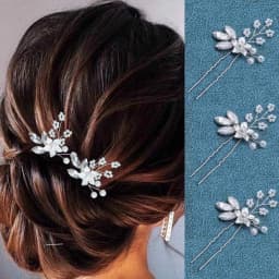Pearl Hairpin With Side Comb Wedding Hair Accessories Golden Leaf Beads Flower Hair Clip U-shaped Alloy Headwear Fashion Jewelry