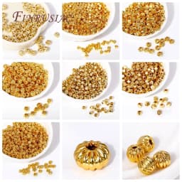 2.5/3/4/5mm 18K Gold Plated Shiny Faceted Round Ball Beads Metal Spacer Beads Bracelets Separator Beads For Jewelry Making