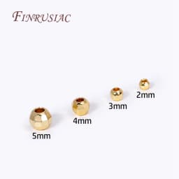 2.5/3/4/5mm 18K Gold Plated Shiny Faceted Round Ball Beads Metal Spacer Beads Bracelets Separator Beads For Jewelry Making