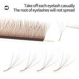 XIUSUZAKI Brown 4D W-Shaped Eyelashes Extensions High Quality Individual Lashes Automatic Flowering Premade Fans Fake Eyelashes