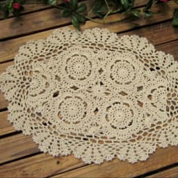 Vintage Crocheted Doilies Oval Table Mat Shabby Chic Crochet Placemet Handmade Wedding Event Decor 30x45cm