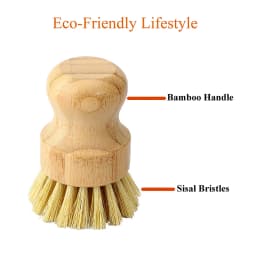 Bamboo Dish Scrub Brush Soap Dish Kitchen Wooden Dish Scrubber Cleaning Brush for Washing Dish Cast Iron Pan Pot