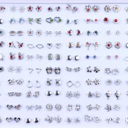 36Pairs/Lot Fashion Colorful Rhinestone Stud Earring Women Girls Animal Fruit Piercing Jewelry Wedding Party Gifts Mixed Style