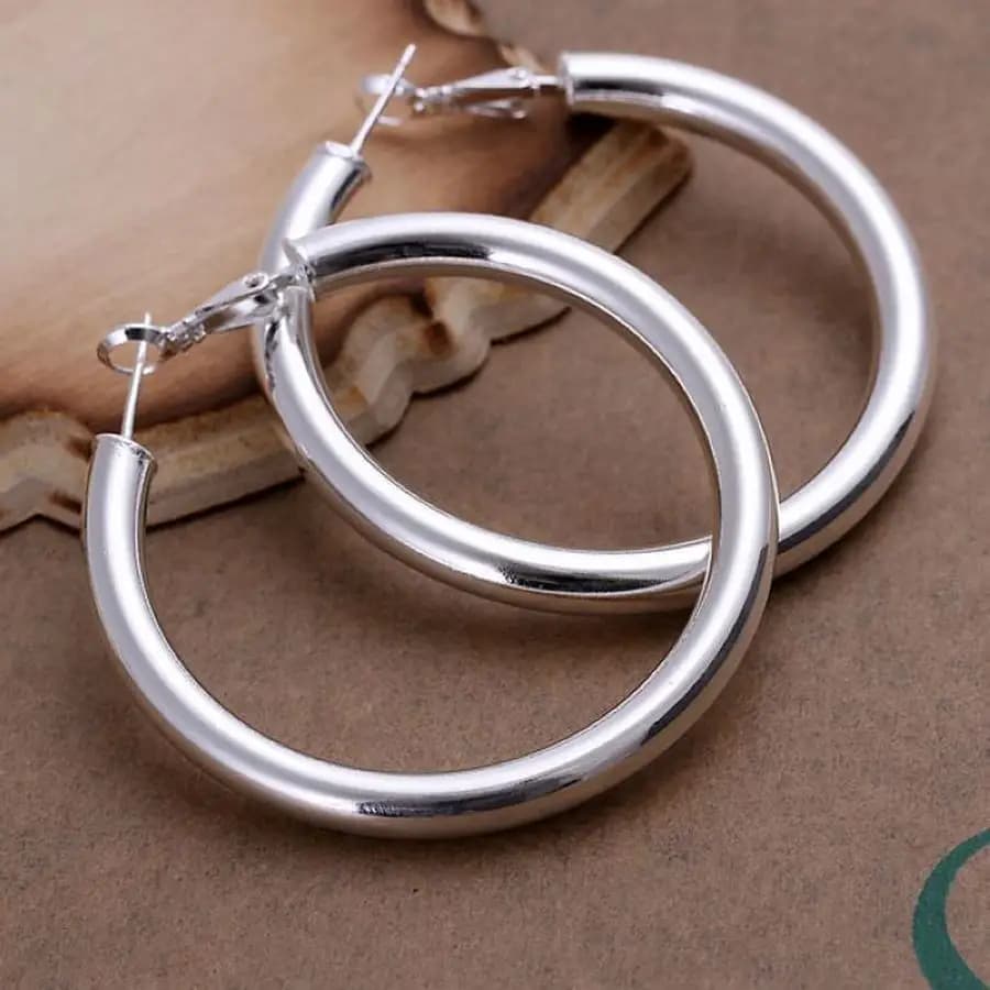 Fashion Pretty Nice Fashion Women 925 Sterling Silver Party 5cm Round Earring Jewelry Big Circle Lady Wedding Free Shipping
