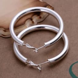 Fashion Pretty Nice Fashion Women 925 Sterling Silver Party 5cm Round Earring Jewelry Big Circle Lady Wedding Free Shipping