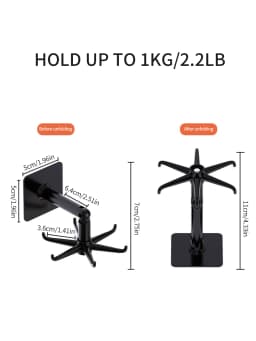 1pc 360 Degree Rotatable Pp Punch Free Six Claw Hook Kitchen Spatula Spoon Storage Wall Mounted Hanger