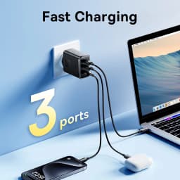 Baseus 65W GaN Charger PD Charge Type C USB Charger Support QC Portable Fast Charger For iPhone 17 16 15 14 13 12 Laptop Charger